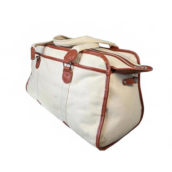 Samsonite Taiwan Duffle Bag 21" Travel Carry-On Beige Canvas - Picture 3 of 12